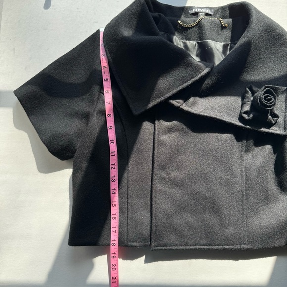 Dimiri Cropped Short Sleeve Portrait Collar Rosette Wool Blend Coat Size XL - Picture 11 of 12